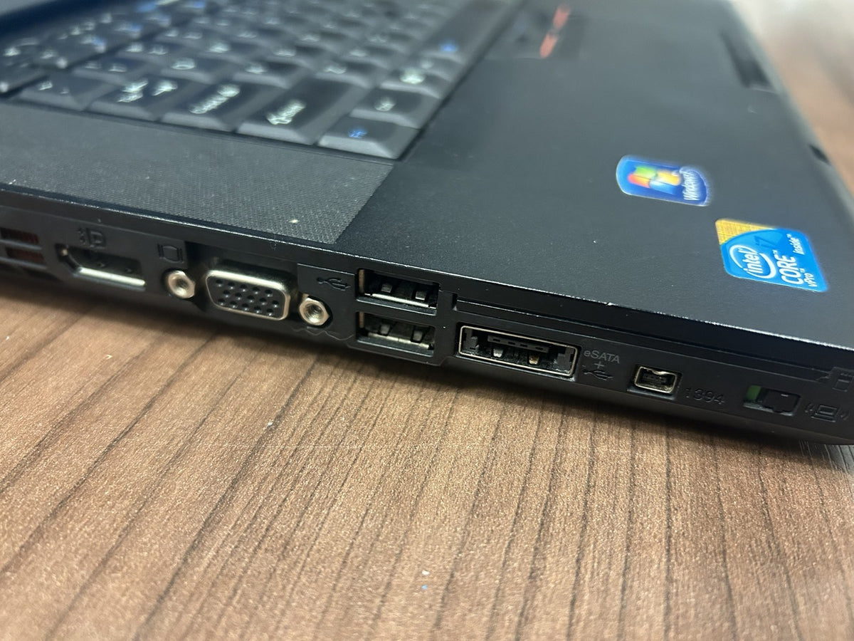 Left ports - DisplayPort, VGA, USB, eSATA, 1394